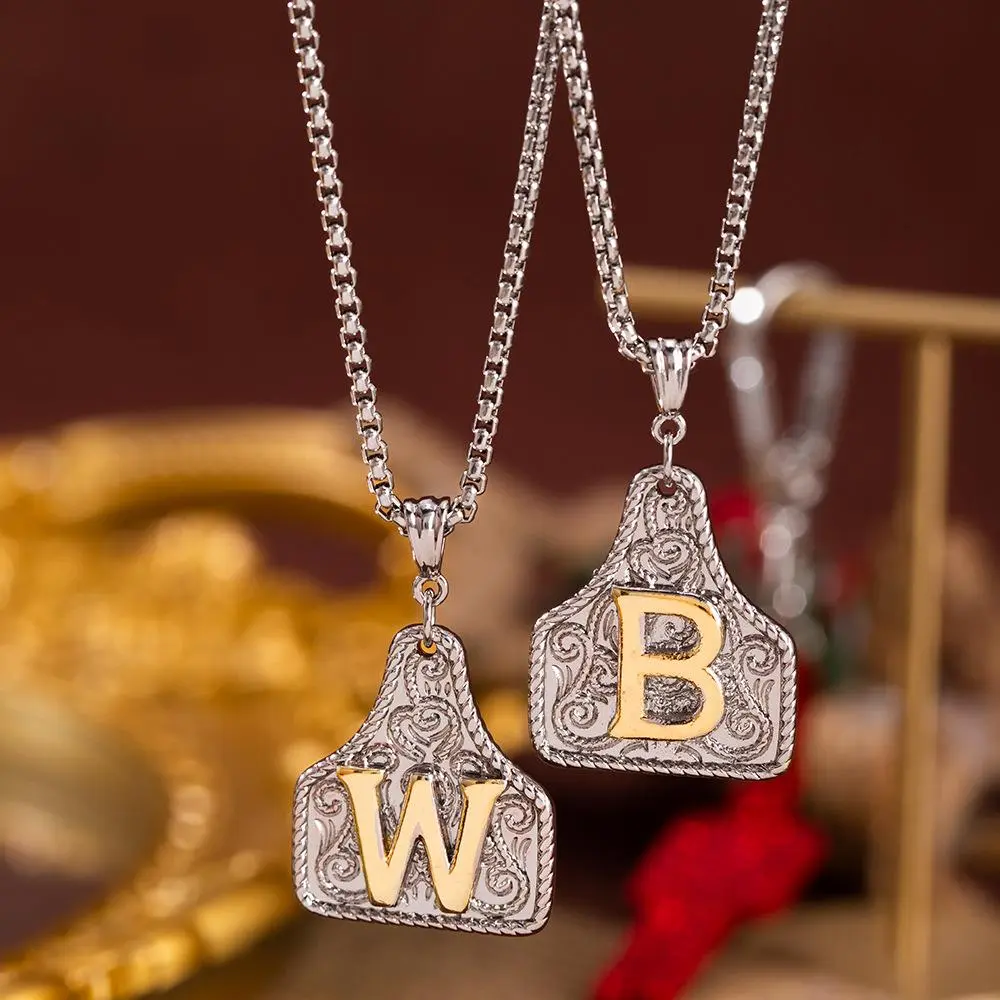 A-Z Capital Monogram Pendant Adjustable Chain Unisex Initial Letter Geometry Pendant Necklace Festivals, Birthdays, and Special Occasions Party Jewelry Holiday Gift