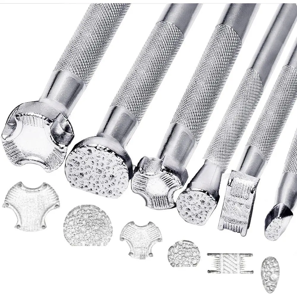 6 Pcs Leather Stamps Leather Stamping Tools, Special Shape Stamp Punch Set Leather Stamping Kit for Carving Leather Craft Handmade Art Tools