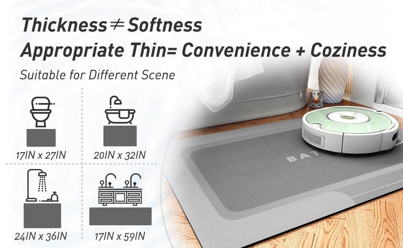 Bath Mat-Bathroom Mat Rug Non Slip Super Absorbent Stain Resistant Quick Dry Thin Bath Rug-Bath Mats for Bathroom Floor Bathtub Vanity-Bathmat Bath Rug Easy Care-17"x27" Grey