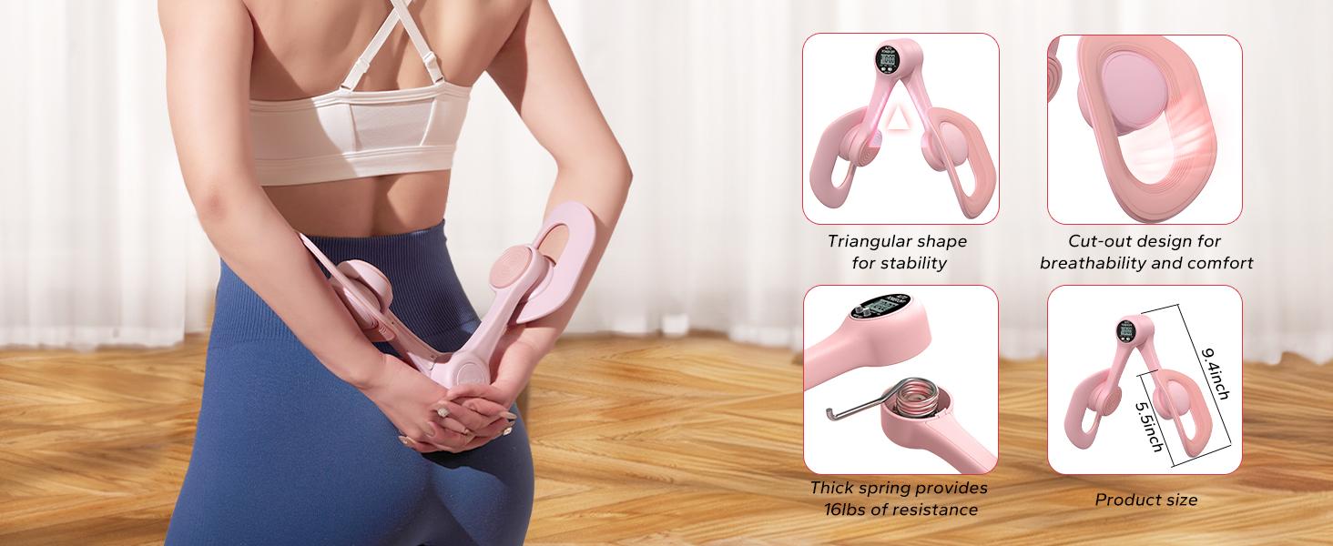 Thigh Trainer, Pelvic Floor Exercise Devices with Display Counter, Inner Thigh Exerciser for Women, Home Fitness Equipment for Hip/Leg/Butt
