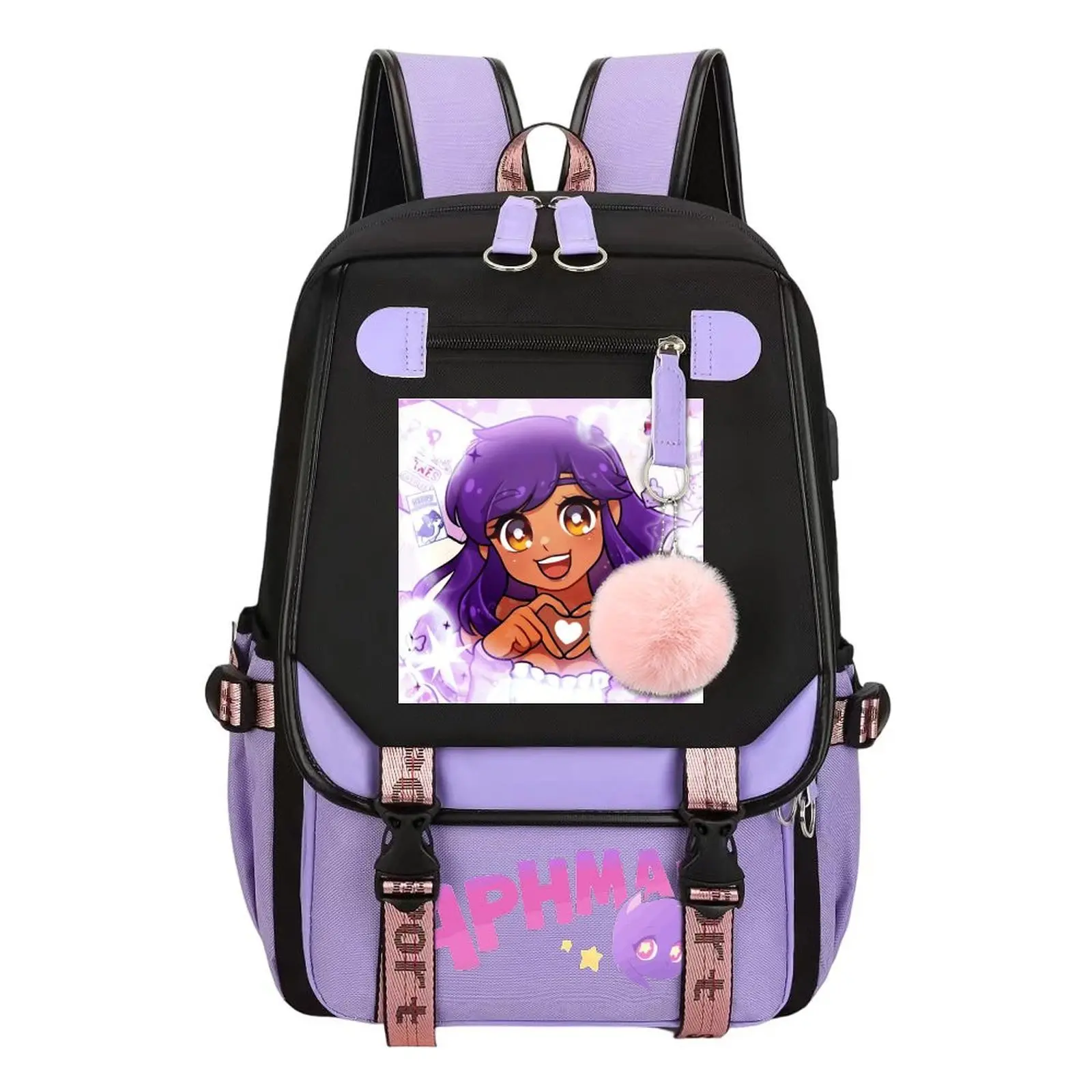 Aphmau Printed Cotton Linen School Backpack for Teen Students, Water-Resistant Durable Large-Capacity Daily Use Bag with Multi-Pocket Organizer, Ergo Straps, Back to Class Essential, Ideal Gift (11.4”×18.1”), Daily Use Bags, Printed Art