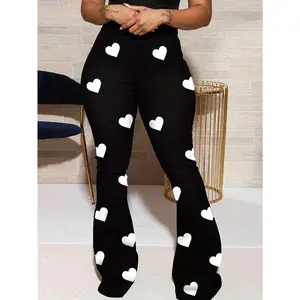 Holidays Like Valentine'S Day And Easter, Along with Heart-Patterned High-Waisted Flared Trousers