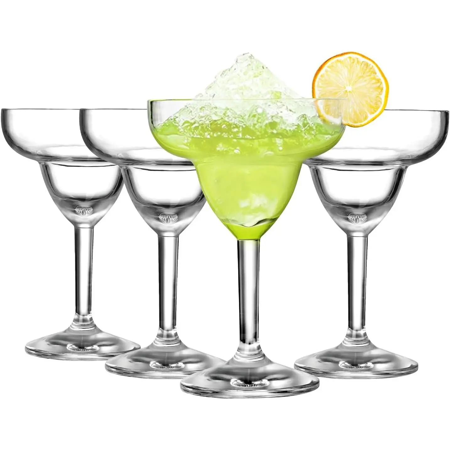 Reusable Plastic Margarita Glasses Set of 4, 9oz(250ml), Heavy Duty, 145 Grams, Unbreakable Plastic Cocktail Glasses, BPA Free, Dishwasher Safe, Perfect for Poolside, Outdoors, Camping, and More