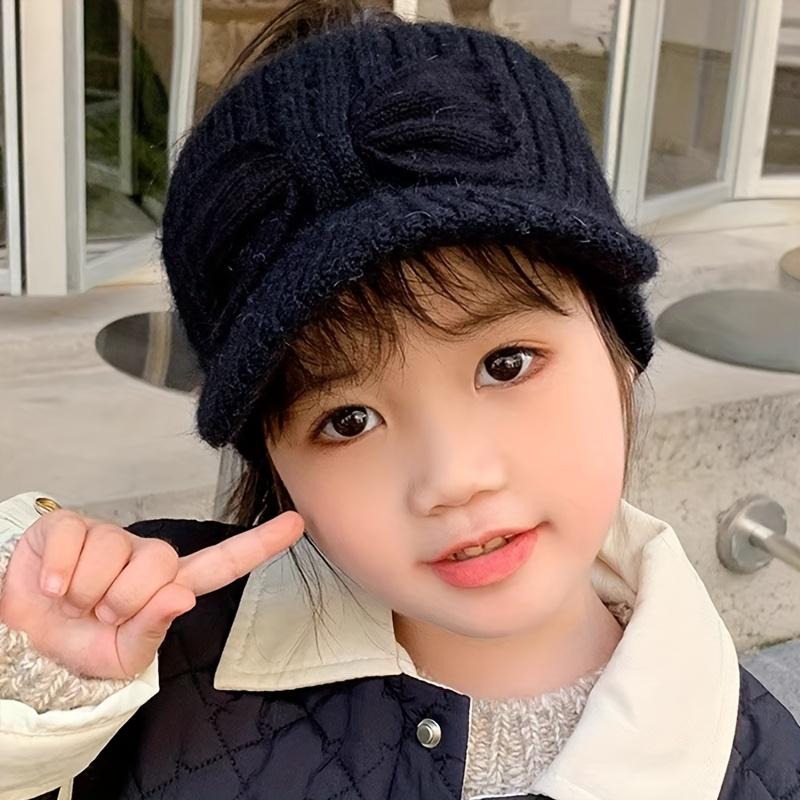 1pc Kids' Winter Cap with Cute Bow - Warm Duckbill Hat for Girls, Pink, Stretch Fit, Ear Warmer, Perfect for Fall/Winter Outdoor Activities, Cycling, and Hiking - Fits Ages 3-8, Winter Kids Wear |         Cute Animal Design |         Stretchy Fabric Hat