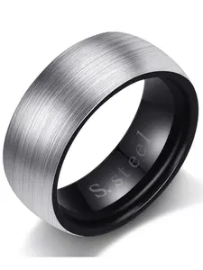 New 6-8mm Personalized Minimalist Brushed Titanium Steel Couple Ring, Engraved Stainless Steel Ring, Unique Jewelry Gift