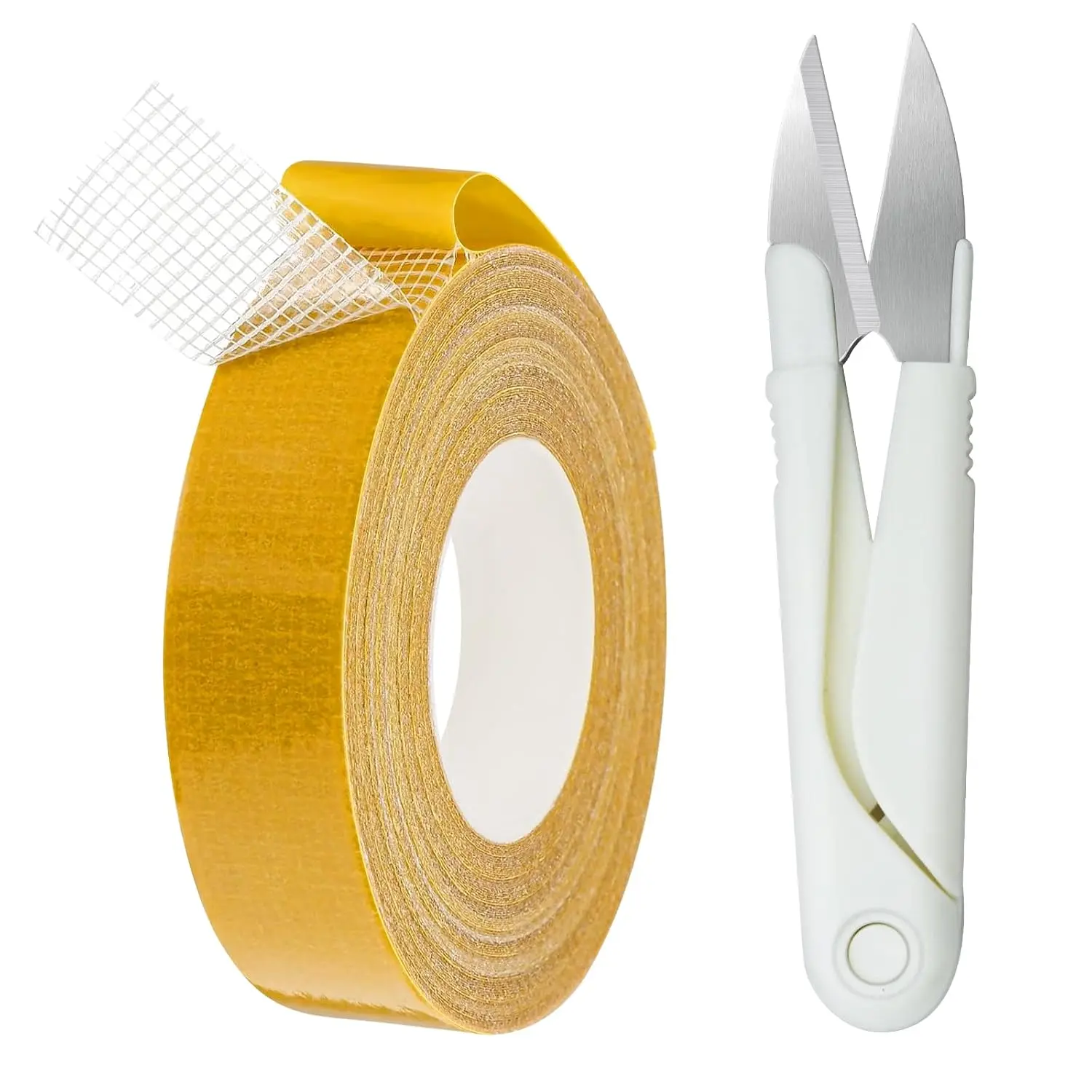 Double Sided Fabric Tape, 1 Inch x 33  Heavy Without Sewing Ironing, Duty Hem  Pair of White  Tape for Curtains, Clothes, Pants, Dresses, Carpet.