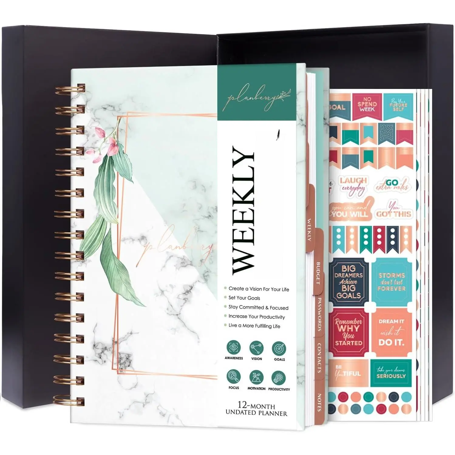 Weekly Planner  - Undated Life Organizer & Budget Planner - Time Management, Goal Setting, To-Do List, Work-Life  & Habit  - 6.9? x 8.5? ( Green)