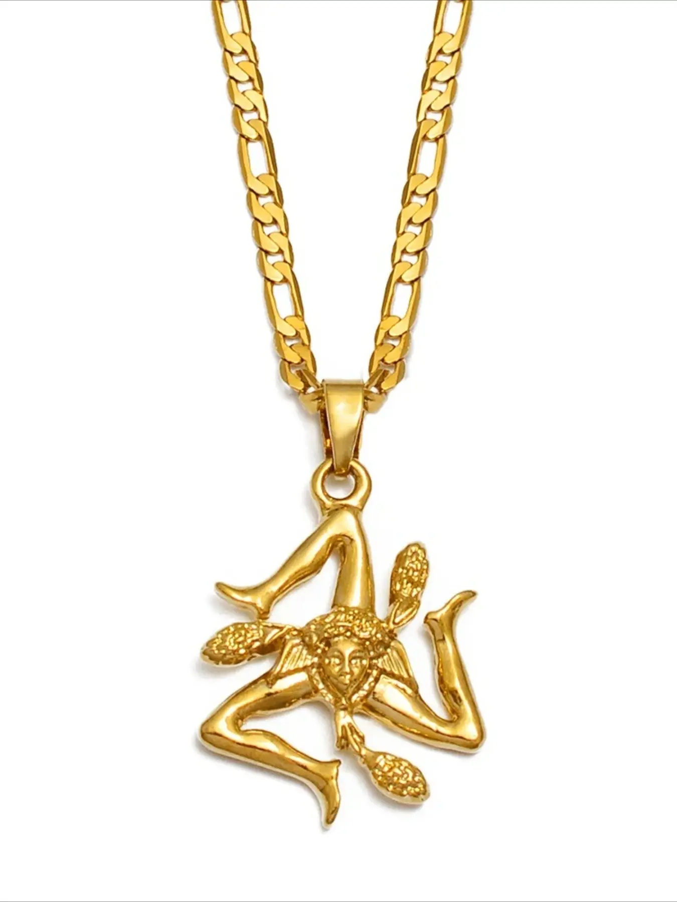 1pc Sicily Italy Cities Flag Pendant Necklaces Men Women,Gold Color Italian Sicilia Jewelry