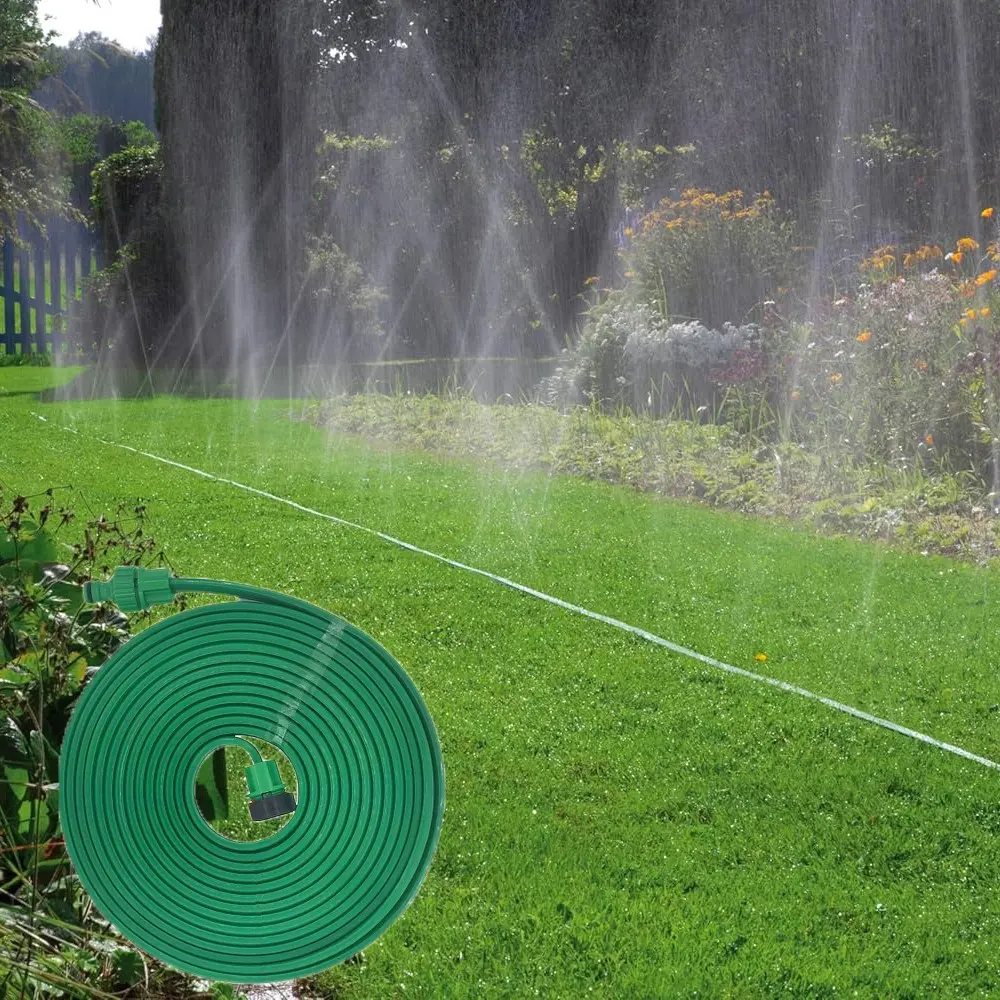 1pc Spray Hose, 50-Foot Perforated Sprinkler Hose, Heavy-Duty Garden Hose, Efficient Sprinkler System for Lawns and Gardens, with Staples, Water Hose Sprayer