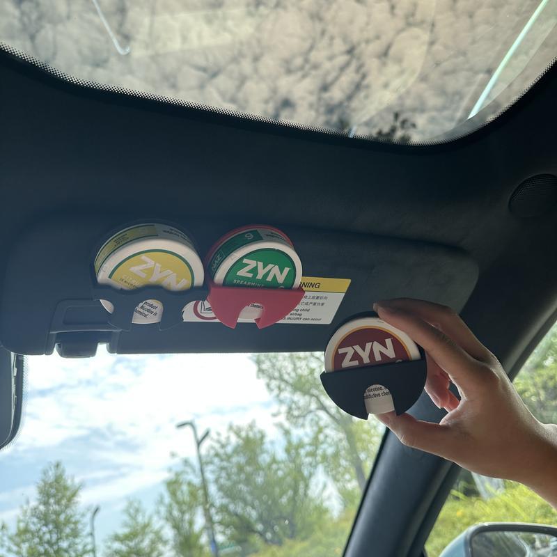 Dip Can Holder for Car Visor - Universal Clip-On Black Organizer, Compact & Durable Holder for Round Cans, Perfect for Trucks, Cars and SUVs,Essential Accessory for Zyn Pouches