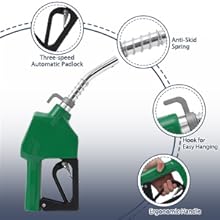 GARVEE Automatic Fuel Nozzle with 1" NPT Inlet, 360° Swivel, 15/16" Spout, 11 GPM Max Flow Rate, and Auto Shut Off - Durable Aluminum & PVC Construction for Efficient Fuel Dispensing