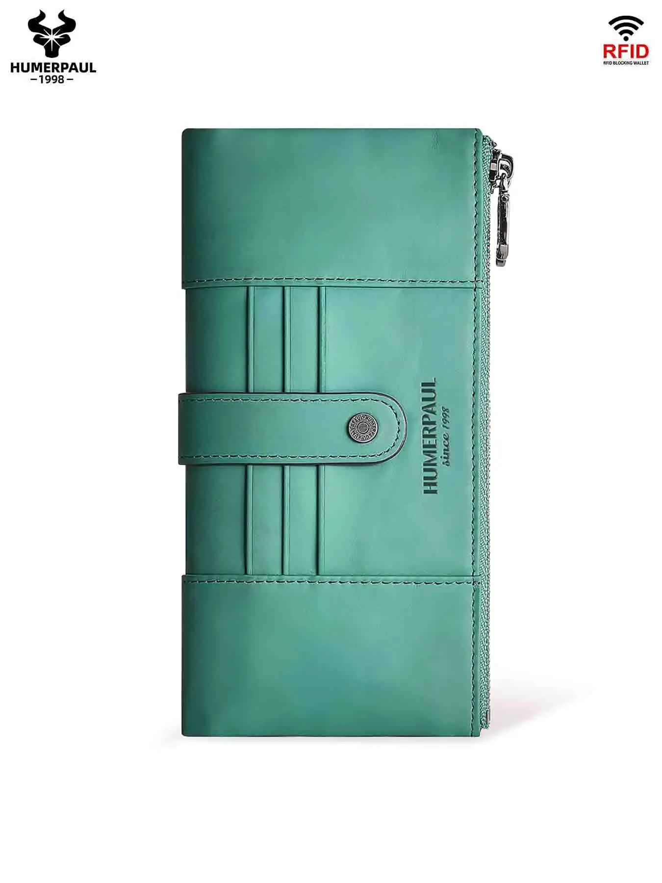 HUMERPAUL Women Fashion Leather Wallet RFID Blocking Large Capacity Photo Window Zip Pouch Card Slots Party Gift