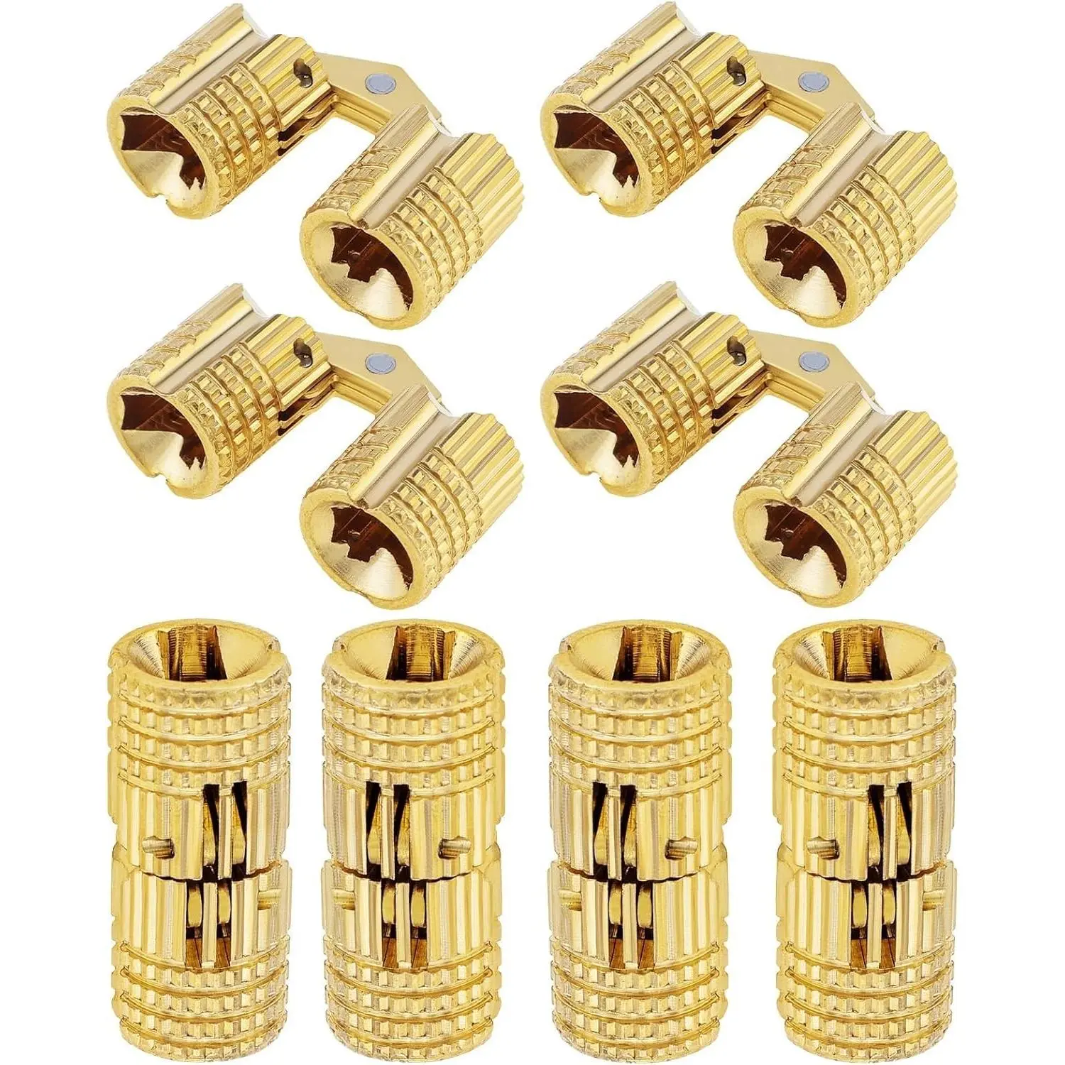 8 Pack 8mm Concealed Brass Barrel Hinges for Wooden Boxes Craft Projects