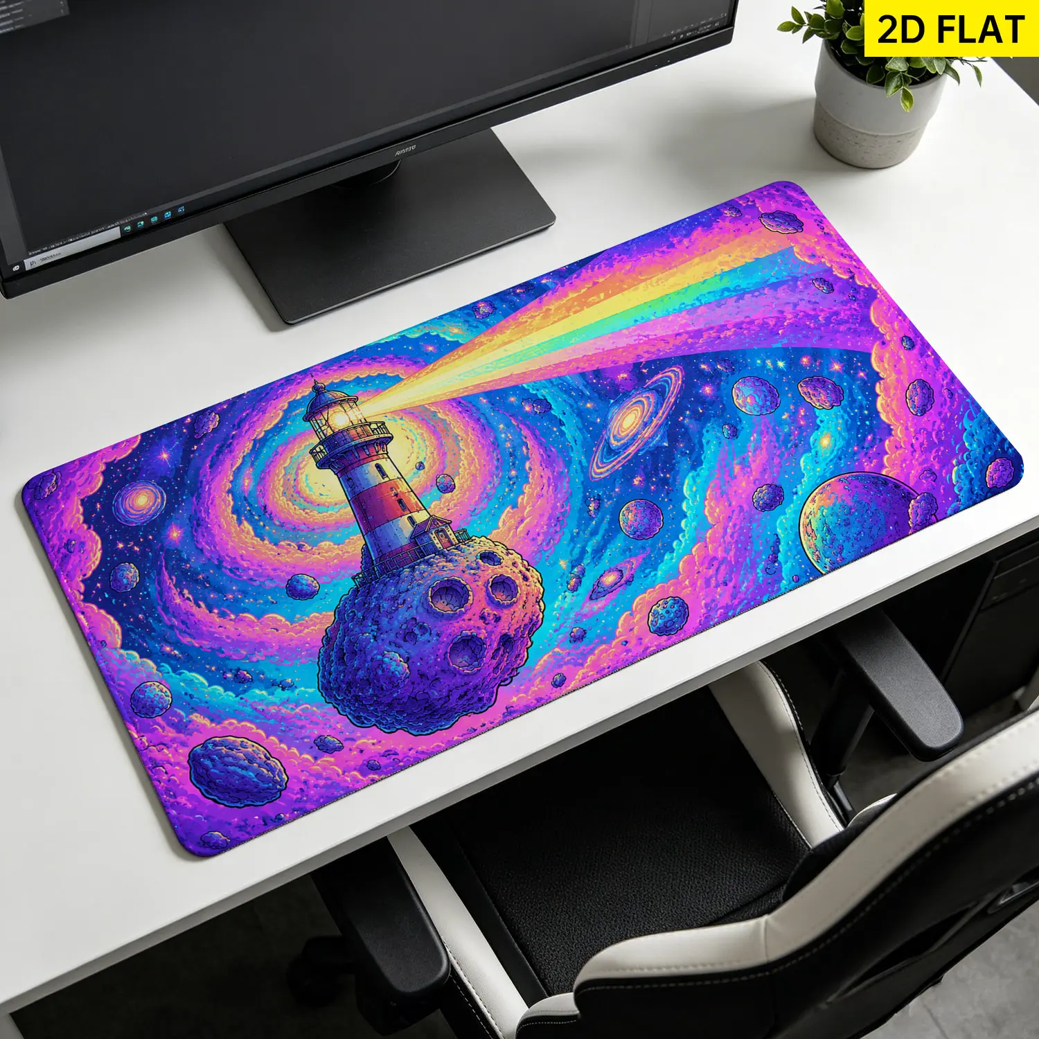 Extra Large 3D Banana Space Design Rectangular Mouse Pad, Non-Slip Rubber Base, Locked Edge, Washable Multi-Size Premium Pad for Office Gaming Setup, Home Desktop Protection & Decoration, Gift for Loved Ones