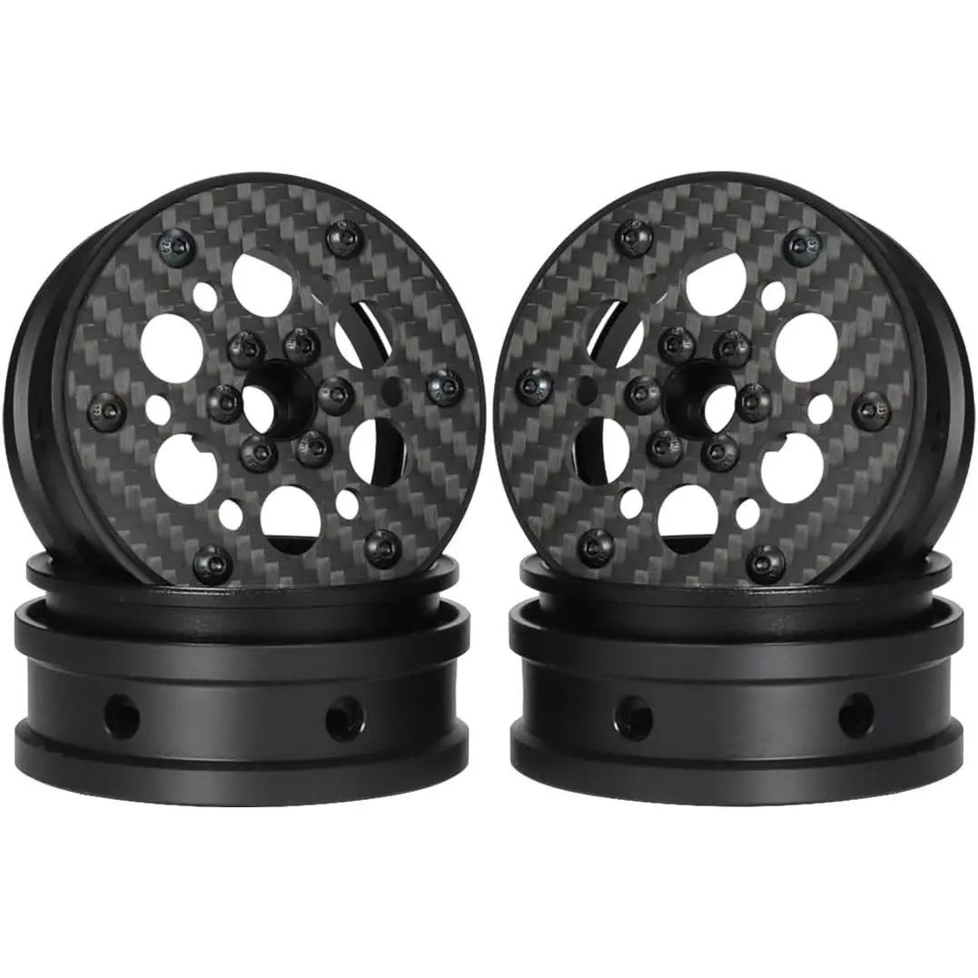 2.2 Carbon Fiber Aluminum Beadlock Wheels Rim for 1/10 RC Rigs Crawler Capra SCX10 PRO Wraith TRX4 R1 Element Enduro DIY Black B