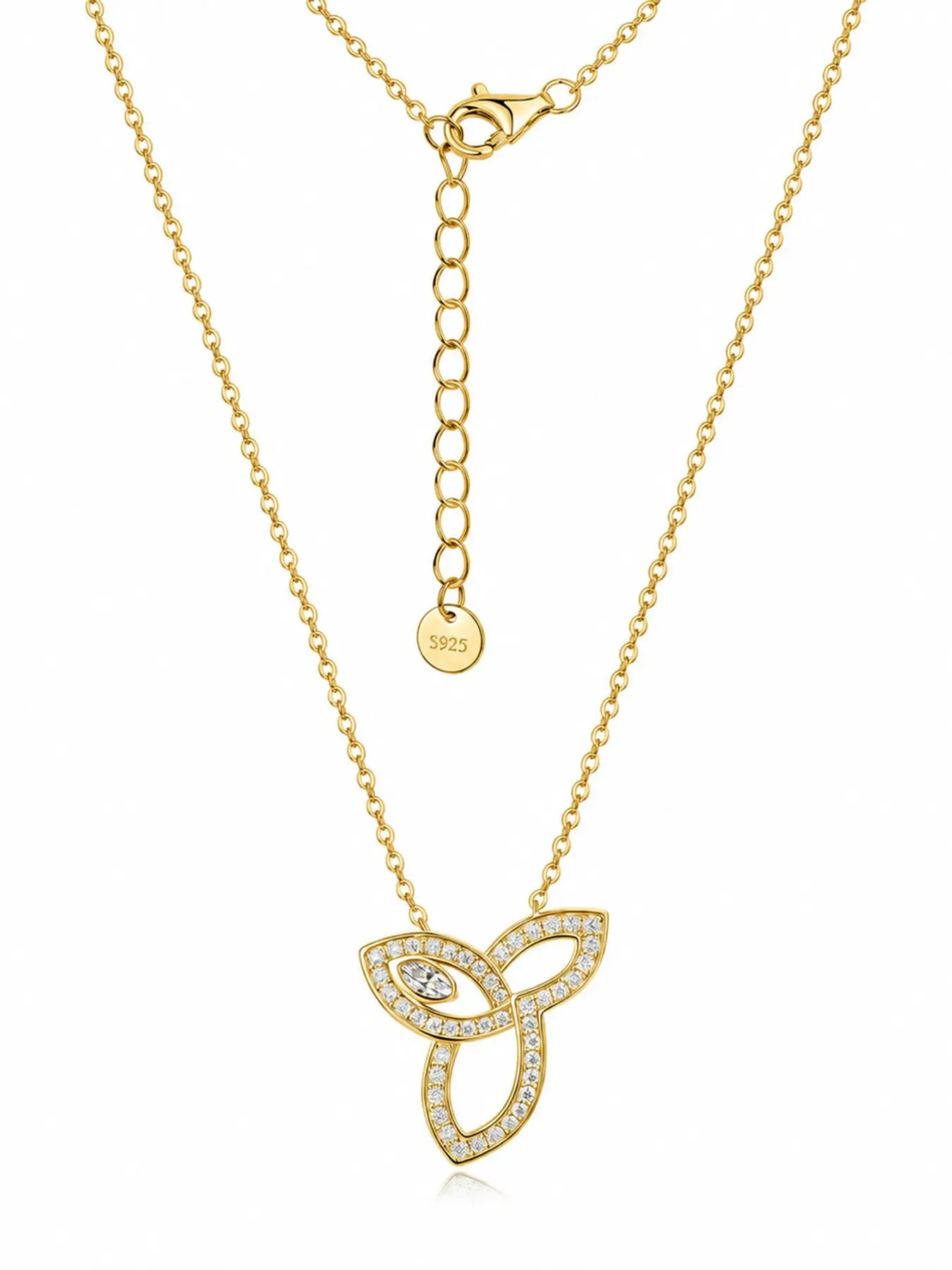 S925 Sterling Silver Trinity Knot Moissanite Necklace, Elegant Lightweight Collarbone Chain for Women, Luxury Fashion Jewelry