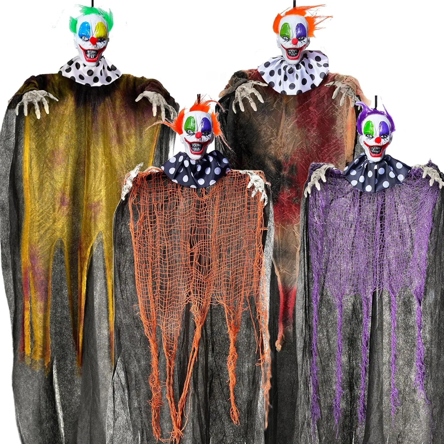 4 Pack 29 Inch Hanging Clown Halloween Decorations Outdoor, Haunted House Decor Props, Front Porch Party Supplies for Garden Yard Lawn Scary HorrorGift