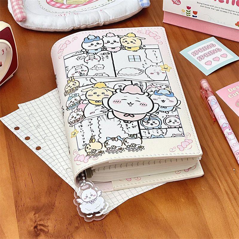 Chiikawa A6 Loose-leaf Notebook Cute Kawaii Portable Journal Book Students Detachable Pages Diary Planner Stationery Girl Gift