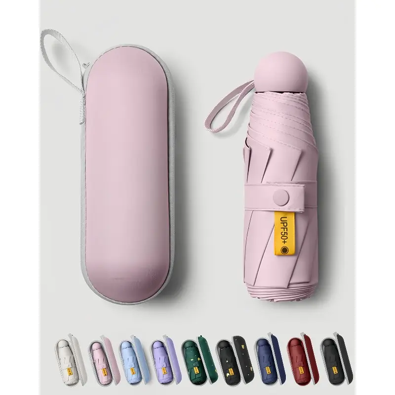 Mini Travel Umbrella with Case, Compact UV Protection Windproof Pocket Umbrella