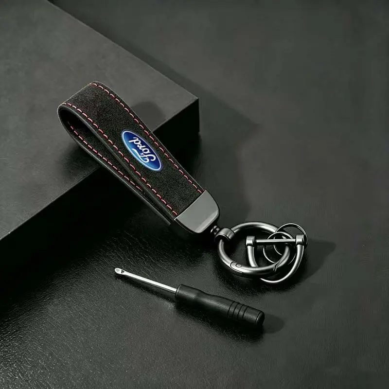 Ford Focus Fusion Mustang Edge Escape Kuga Ascent Stylish Unique Reversed Leather Keychain, Elegant Key Ring, Fashionable Accessory
