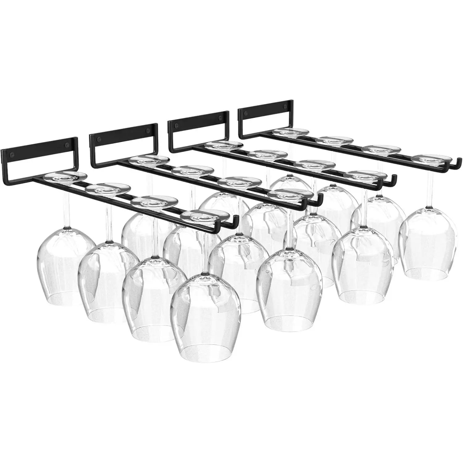 Baowenbei 11.8 Inch  Glass Rack - Set of 4 Stemware  Rack, Metal  Glass Holder for Under Cabinet Organization and Storage
