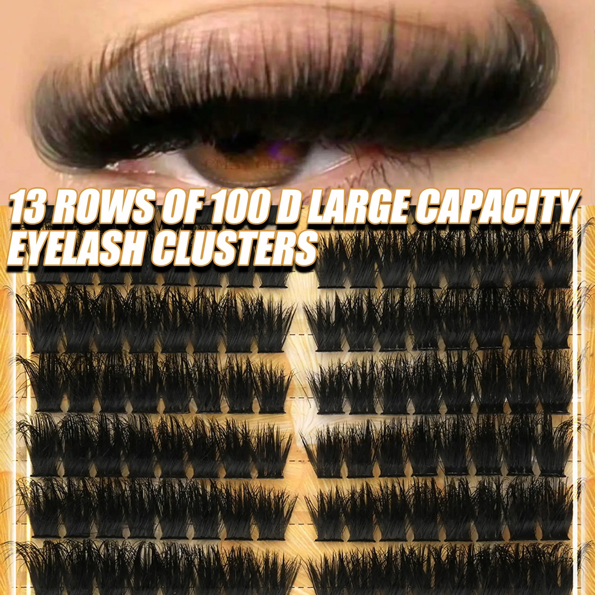 13 Rows 208 Clusters Personal False Eyelashes, 100D, Natural Fit, Reusable, Customizable, Suitable for All Makeup Styles, Ideal for Any Occasion, Volume Lashes Clusters, Cosmetic False Lashes, Cluster Eyelash Extensions