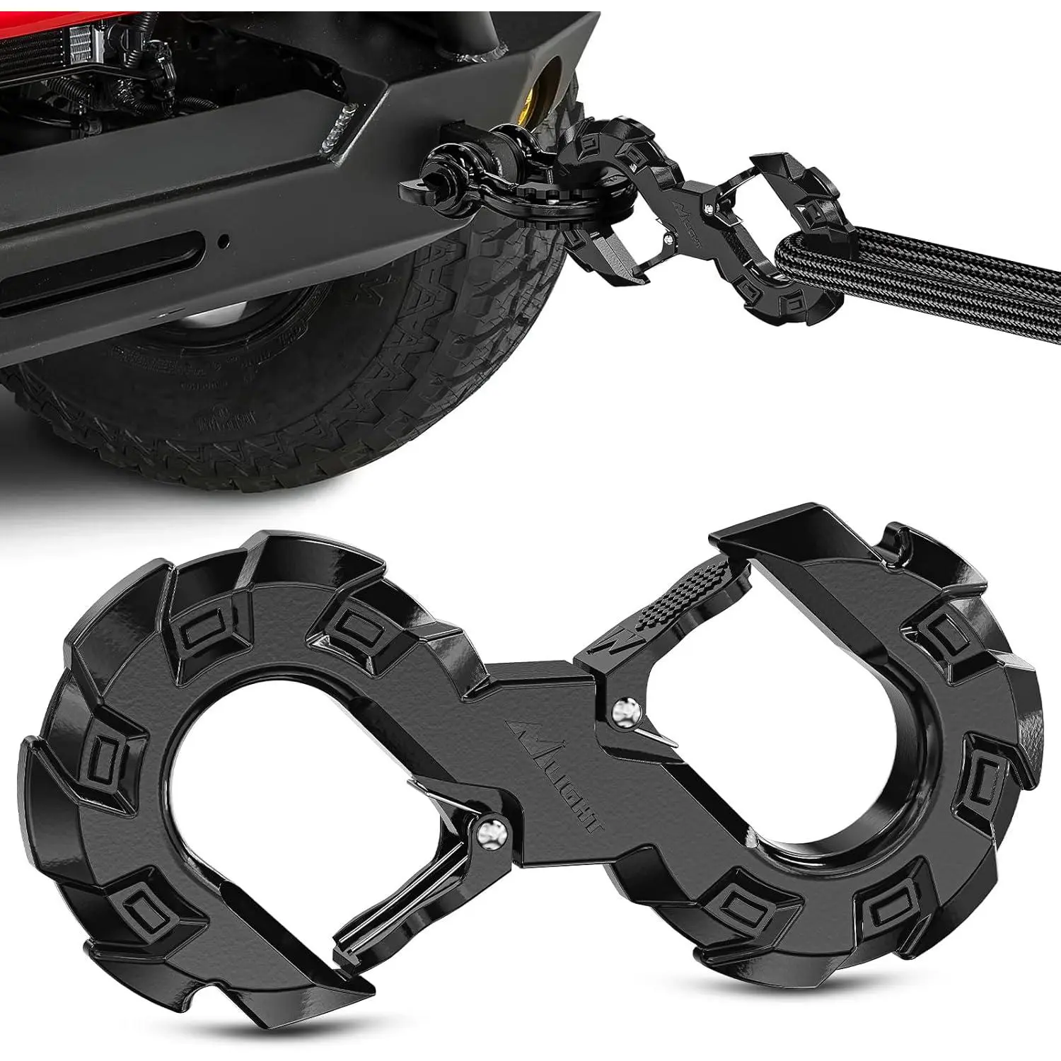 Nilight S-Shape Tow Shackle Hook - Forged Steel Black Heavy-Duty, 11000 LBS High Load Capacity, Safety Locking, Compact Size, Easy Install, Anti-Slip Detail, ATV Towing Rescue, Fits Winch Rope & Recovery Strap