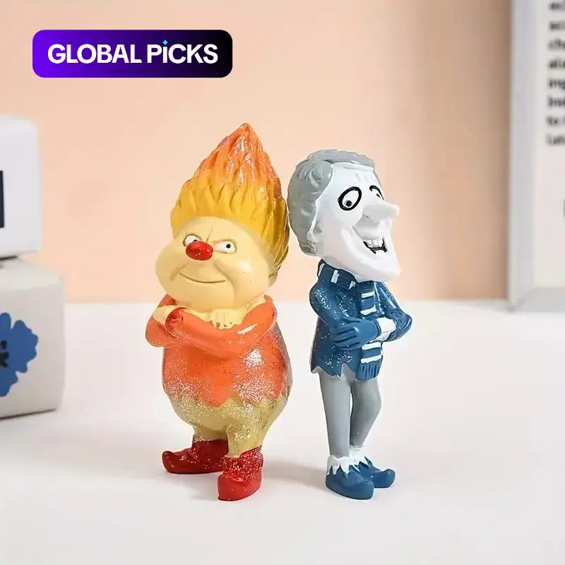 Snow Miser & Heat Miser Resin Figurines Set, Figurines for Collectors, Classic Cartoon Style, Multi-Size, Festive Holiday Decor, Collectible Home Decor for Christmas, Halloween & More, Collectible Figurine #GLOBAL PICKS