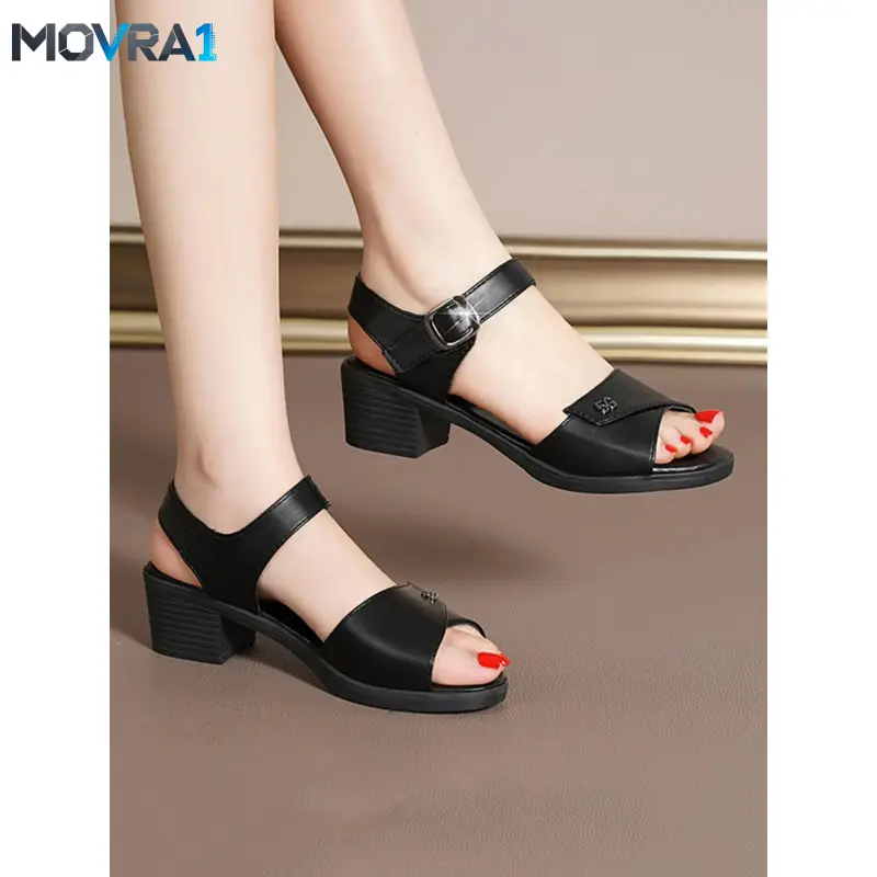 MOVRA1 Women's Commute Heeled Sandals - Strap Design, Ankle Strap, Soft Rubber Anti-Slip Sole, Versatile Work Shoes, Comfortable, Stylish, Classy, Elegant Shoes