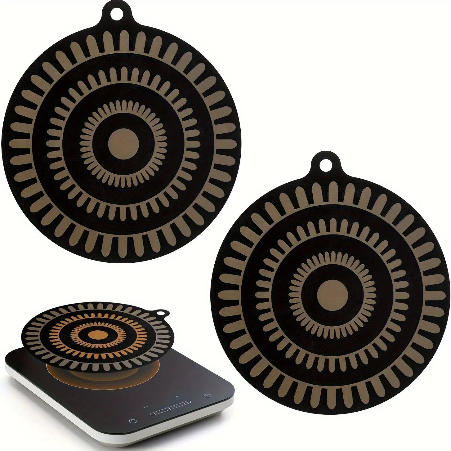 Classic Silicone Induction Cooktop Mat - 8.66in Round, Induction Safe, Heat Resistant, Over 105°F Temperature Alert, Non-Stick Kitchen Coaster for Indoor Cook Safety & No Burn Hand Protection