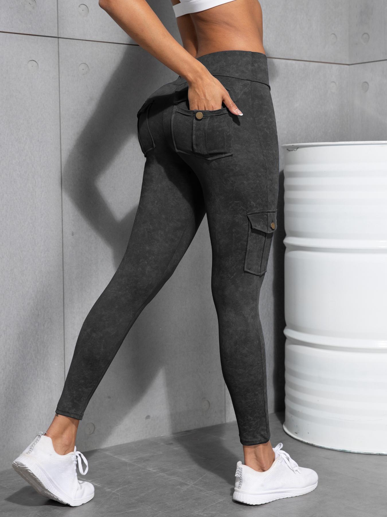 Women's Tie Dye Print Pocket Design Cargo Leggings, Casual Comfy Breathable Skinny Pants for Yoga Gym Workout, Ladies Bottoms for All Seasons