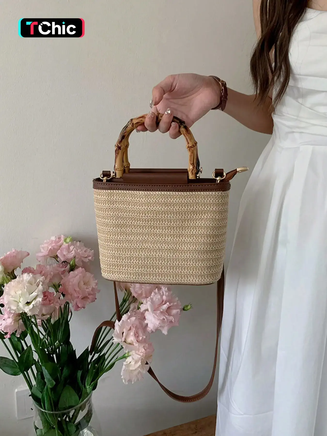 Women's Fashionable Straw Bag, Casual Versatile Bucket Bag for Daily Used, Trendy High-quality Daily Commuting Bag, Girl Shopping Bag, Bucket Bag Handbag, Casual Trendy Purses, Trendy Commuter Bag, Casual Handbags