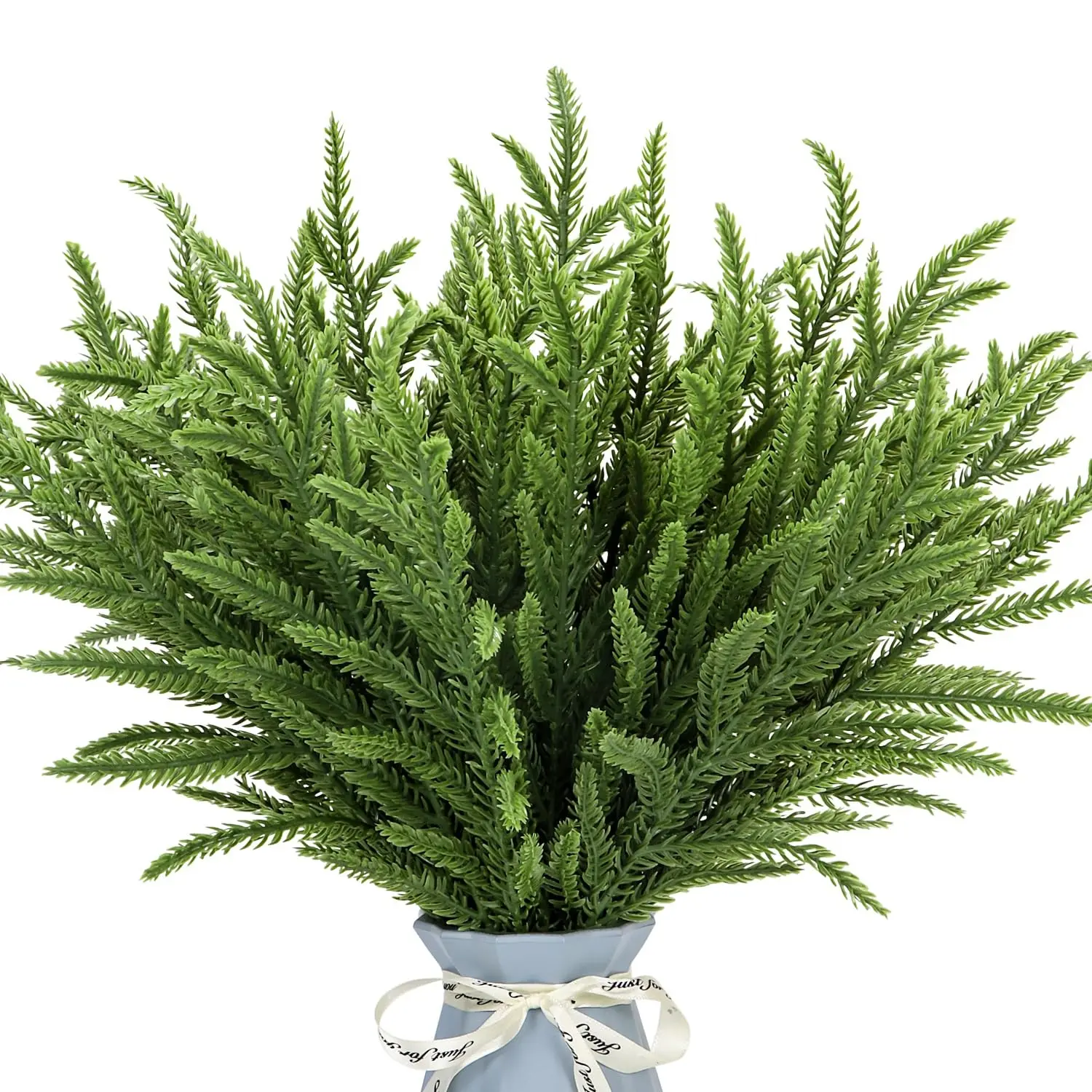 48pcs Norfolk Pine Branches Stems, 13.5" Artificial Pine Needles Sprigs, Winter Fake Christmas Tree Picks, DIY Wreaths Greenery Sprays