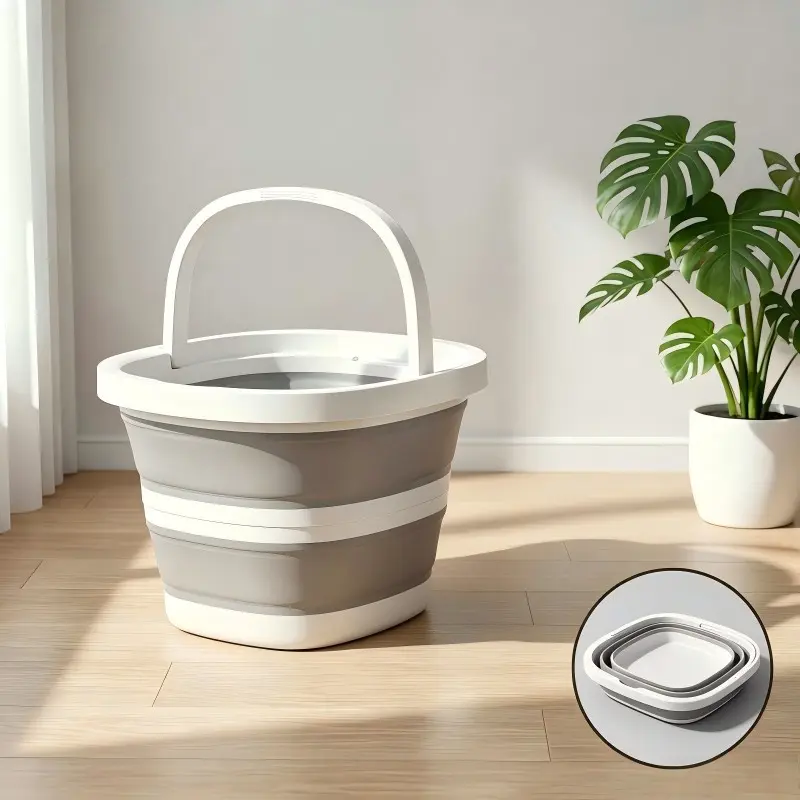 Foldable Water Bucket with Handle, Portable Collapsible Washing Basin, Lightweight Space Saving Silicone Bucket for Home Cleaning, Gardening, Camping, Home Goods