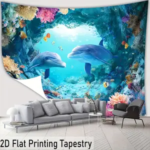 1 piece - Extra large size - Vibrant ocean world high-definition digital print giant tapestry - Polyester fiber - Home decoration - No installation required