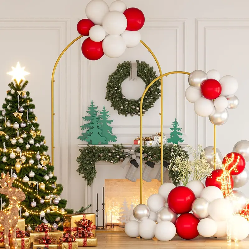 Wedding Arch Backdrop Stand Set Of 3 White Metal Arched Backdrop Stand 7.2FT & 6 - View #9