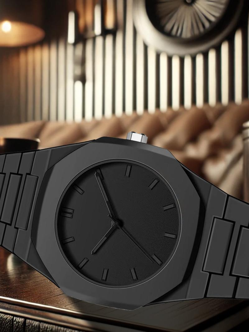 Men's Casual Round Dial Plain Analog Quartz Watch, Fashionable Watch for Party, Daily Clothing Decor, Trendy All-match & Exquisite Watch for Birthday Gift with Box