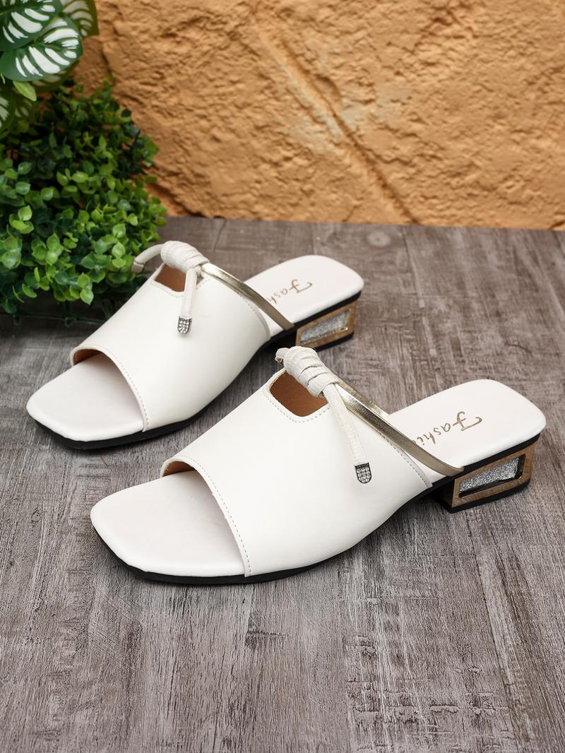 Women's Fashionable Rhinestone Decorated Slide Sandals, Casual Comfortable Heeled Sandals for Summer, Female All-match Shoes for Daily Wear, Girl