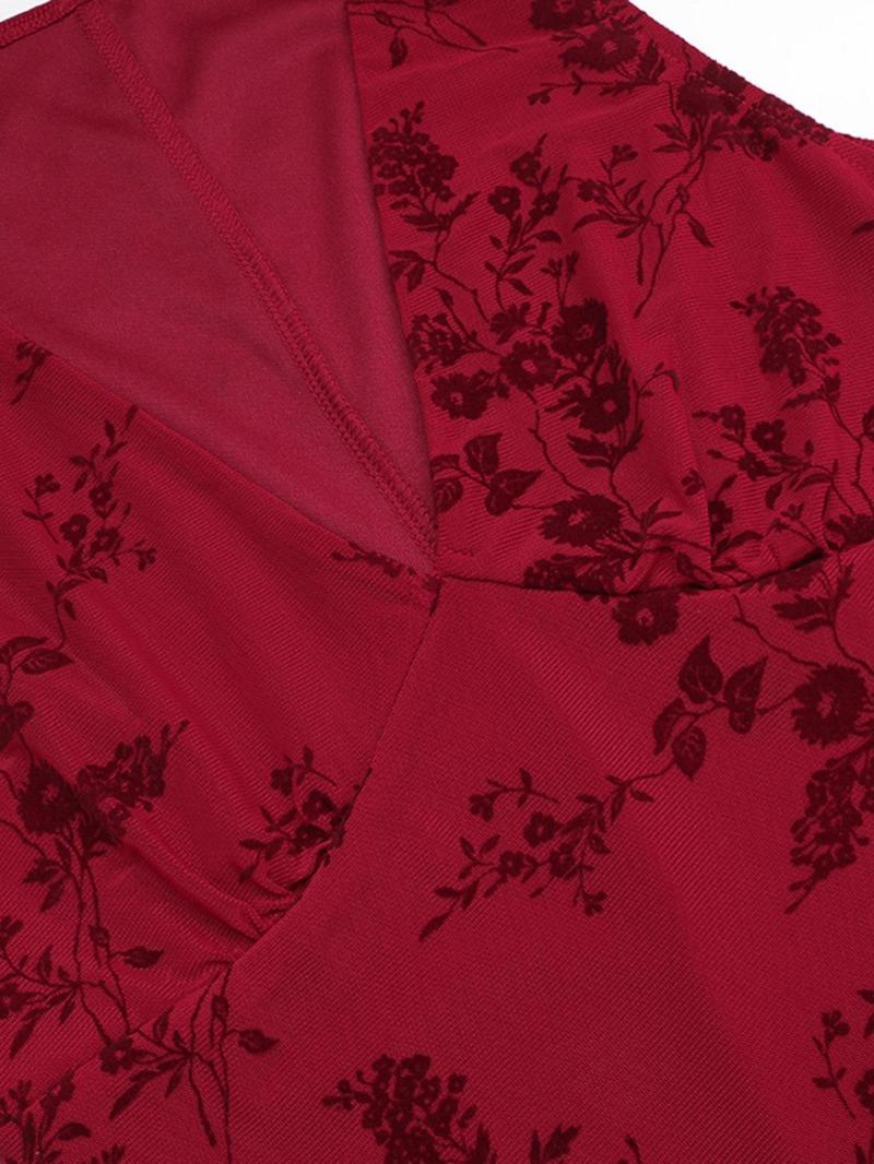 Women's Floral Print Deep V Neck A Line Dress, Elegant Sleeveless Plunge Neck Bodycon Long Dress, Ladies Summer Clothes for Party Holiday Wedding Guest, Summer Dresses