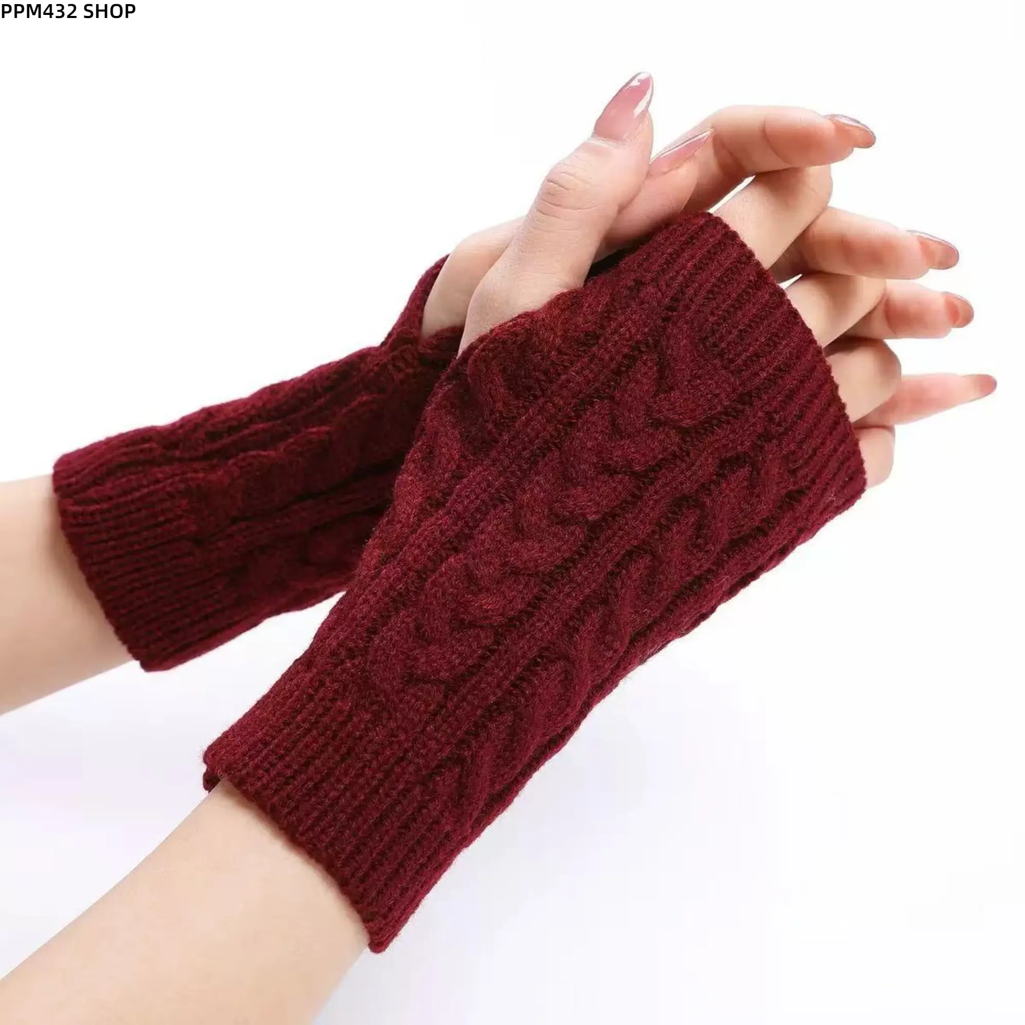 2 Pairs Unisex Knitted Fingerless Gloves, Cozy Cable Knit Arm Warmers with Soft Stretch Fabric, Short Winter Gloves for Cold Weather, Outdoor Activities, Work, Gaming and Daily Wear