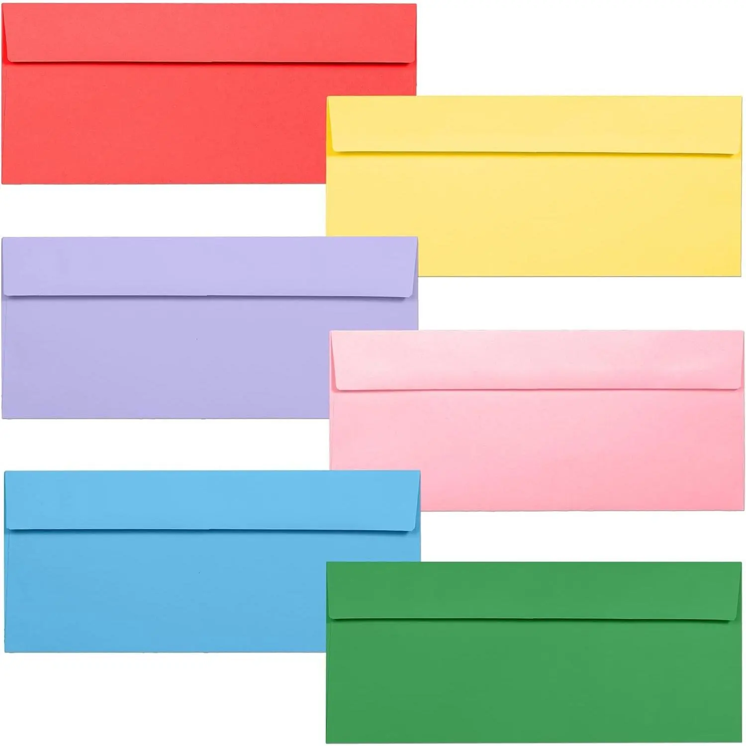 Colored Envelopes Letter Size, 36-Pack #10 Business Envelopes, 4 1/8 x 9 1/2 Inches, 6 Colors