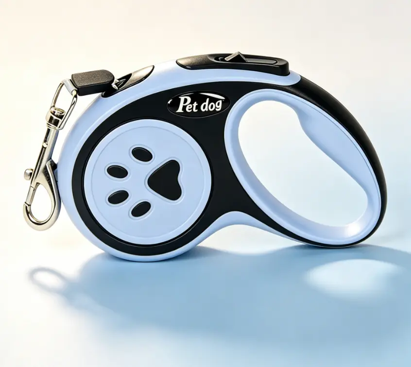 Retractable Dog Leash, 16ft 360° Rotation Tangle-Free Nylon Tape, 1-Hand Brake Lock Pause, Paw-Shaped Anti-Slip ABS Grip, for Small/Medium Dogs, Black Leashes