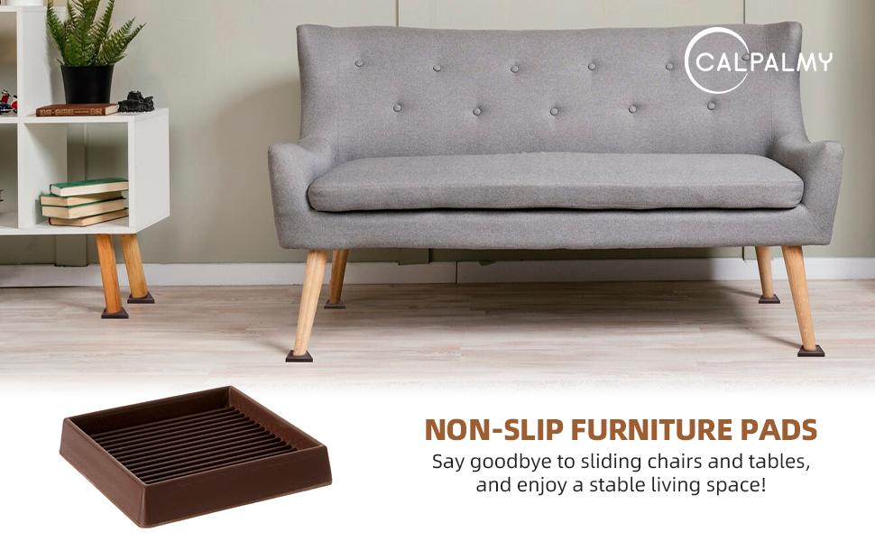 3X3 Square Furniture Caster Cups with Anti-Grip (Set of 8) - Customer Trusted Pads for Furniture Legs and Furniture Protectors