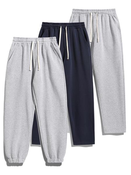 Men's Thermal Lined Pants with Drawstring Waist, Relaxed Fit Sweatpants for Fall & Winter, Men's Bottoms