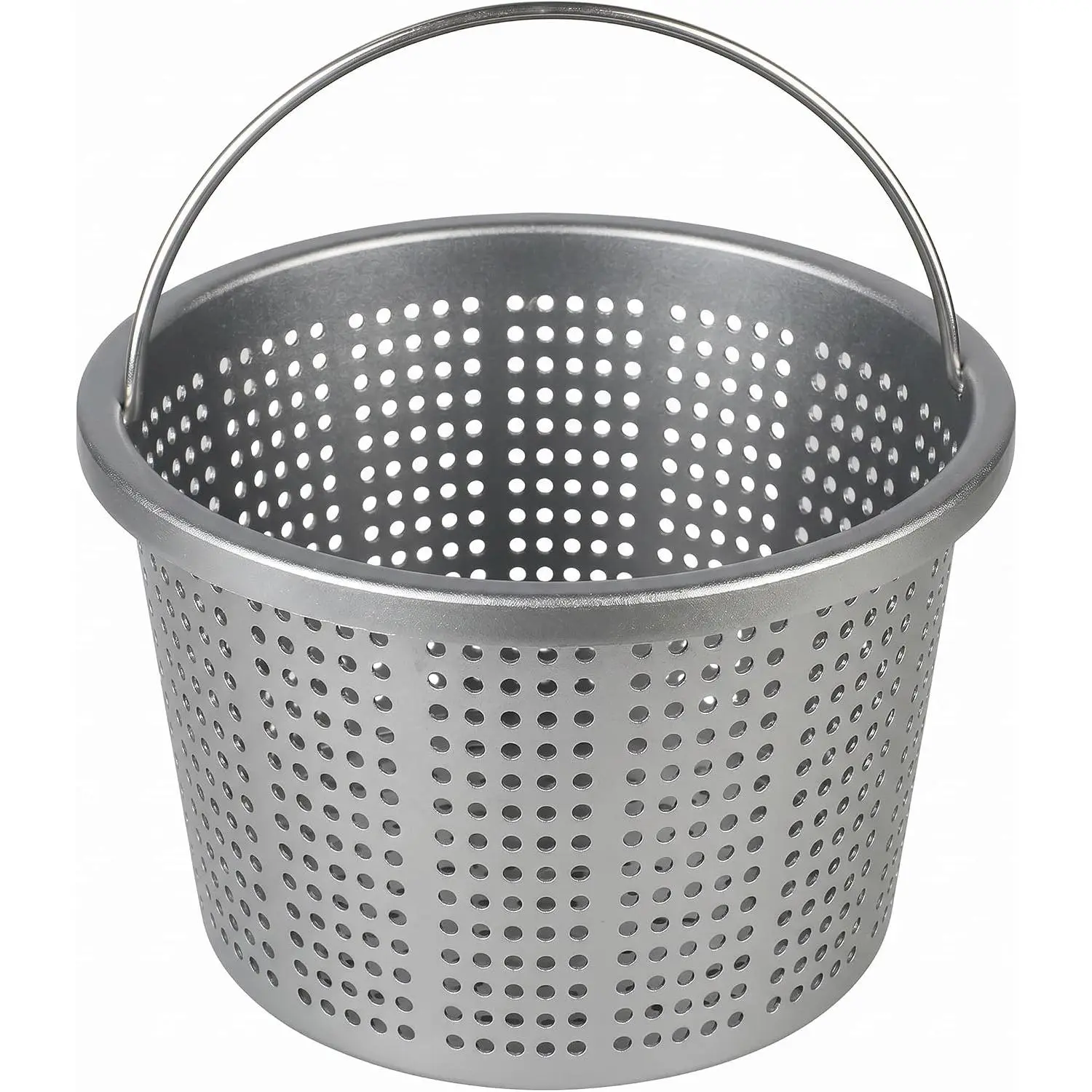 Aluminum Pool Skimmer Basket Replacement - 316 Stainless Steel Handle, Pool Maintenance Accessory, Fits U-3 & Hayward SP1070/SPX1070E, 8-1/8" Top OD x 6.5" Bottom Dia x 5.5" Height, Open-Hole Design, Resists Cracking, Warping, Bending, Heavy-Duty Aluminum