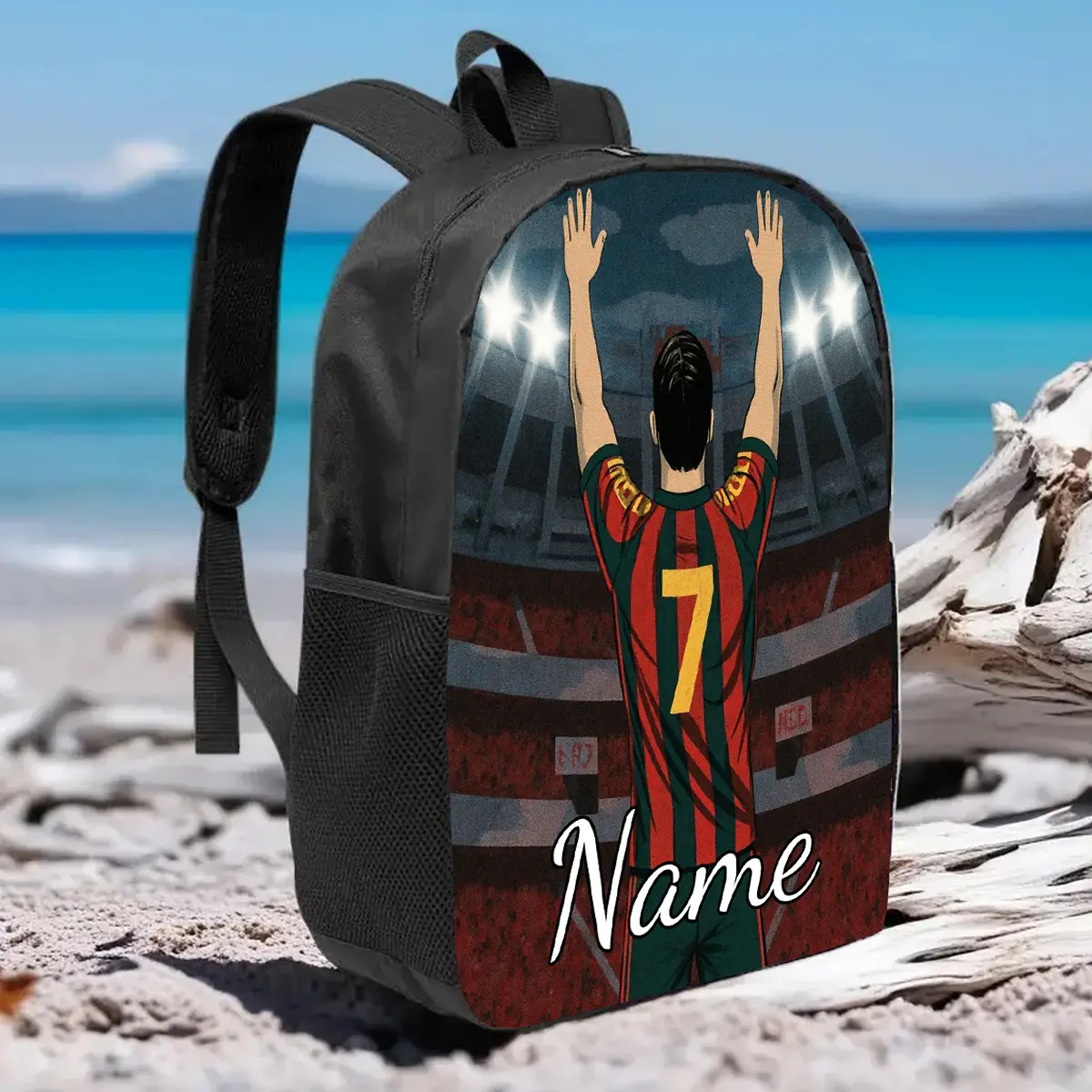 1pc, Customizable Football Jersey Backpack with Name Personalization, Large Capacity 17-Inch Casual Backpack for Laptops with Water Bottle Holder - Lightweight And Durable School Bag, Unisex for Work, Commuting, Travel, Picnics, Festivals