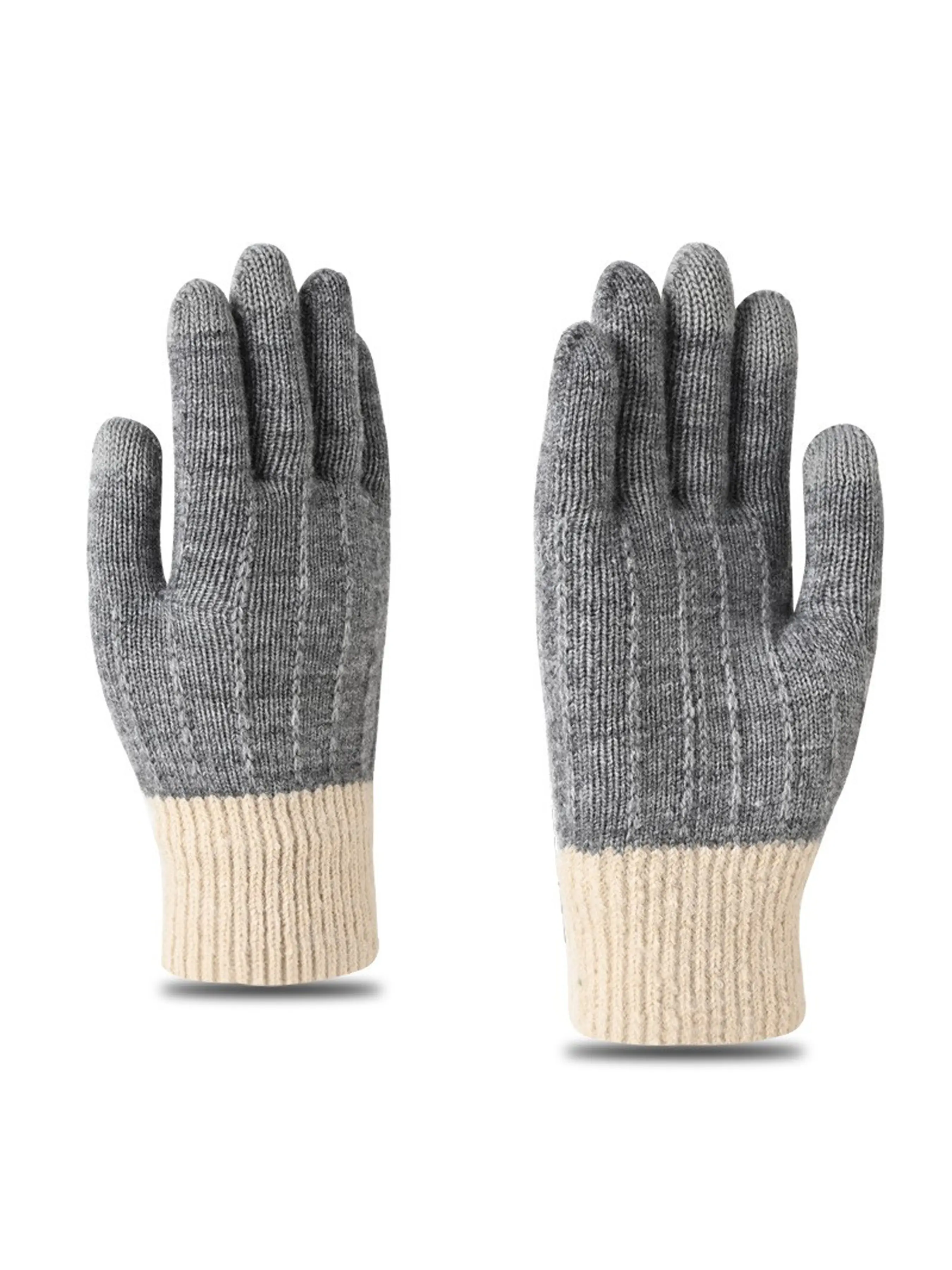 Women's Winter Fleece Lined Thick Warm Knit Gloves, Outdoor Travel Cycling Fashion Touch Screen Five Finger Gloves, Cozy and Stylish