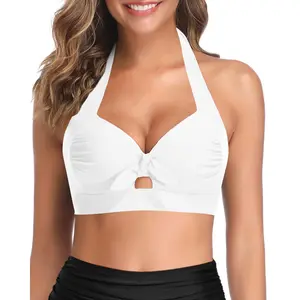Tempt Me Women Bikini Top Push Up Swim Top Halter Retro Bathing Suit Top Padded Swimsuit Top Only Plus Size Bikini Top Large Bust