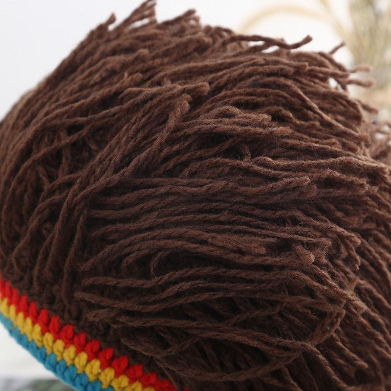 Unisex Synthetic False Braid Dreadlock Wig Beanie Caps Handmade Crochet Hat Gorro Rasta Jamaica African Party Hip Hop Dance Hat