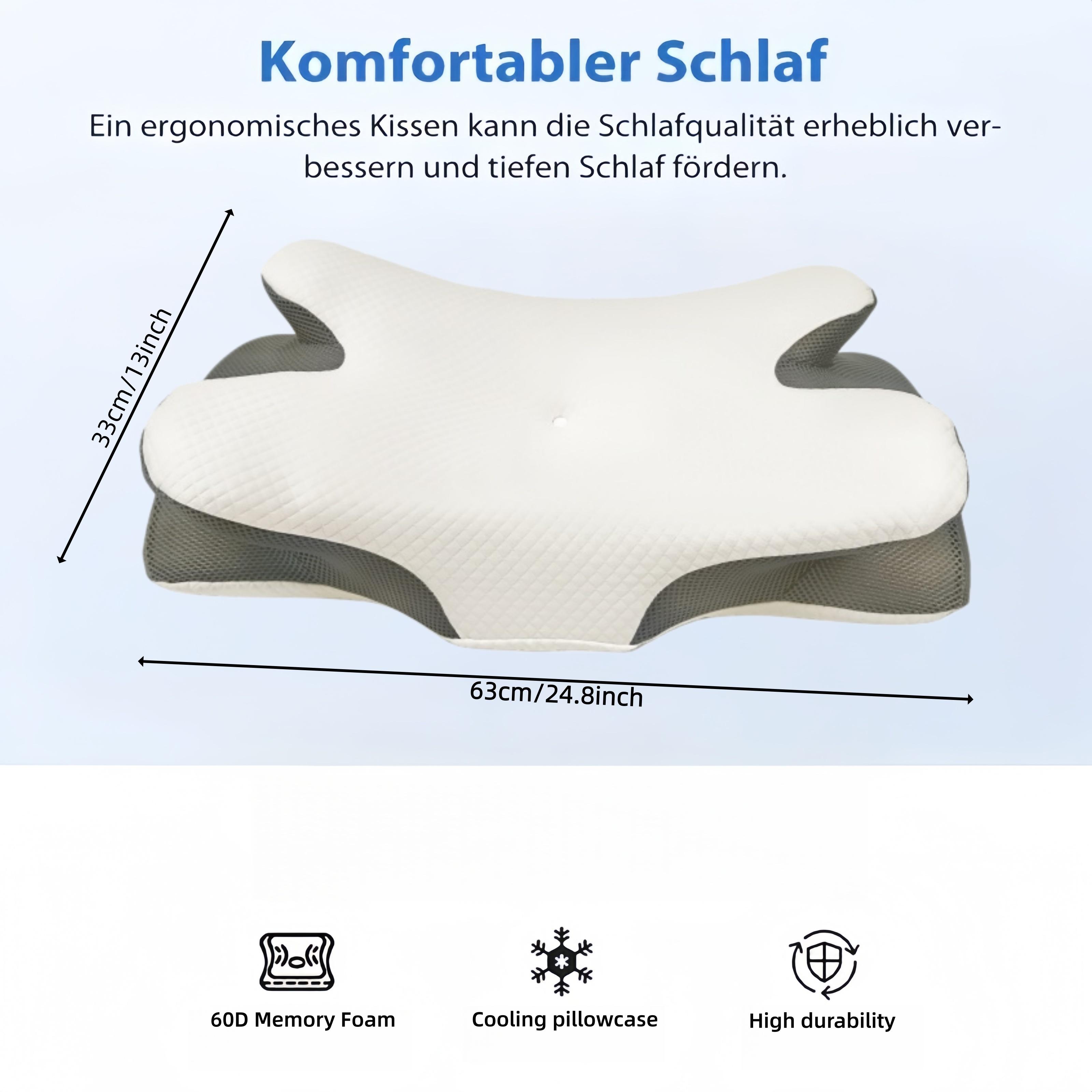 1pc Butterfly-shaped Pillow - Designed with Ergonomic Principles, Suitable for Both Supine and Lateral Sleepers, It Offers a Comfortable Sleep Experience and Provides Support for the Head and Neck.